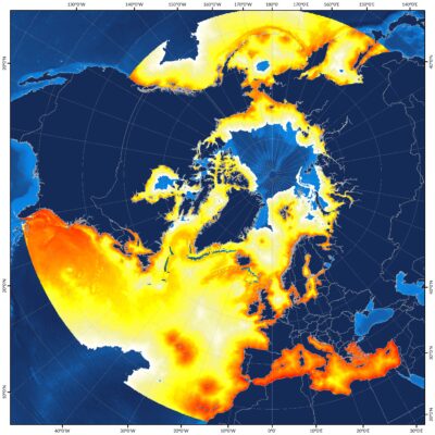 Concentration of non-buoyant plastic in the Atlantic